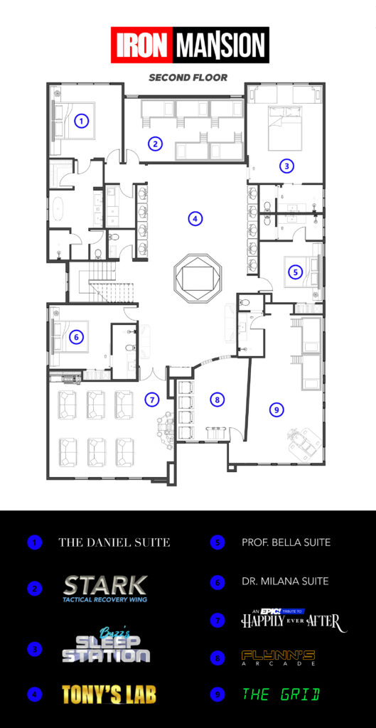 The Iron Mansion floor plan, second floor